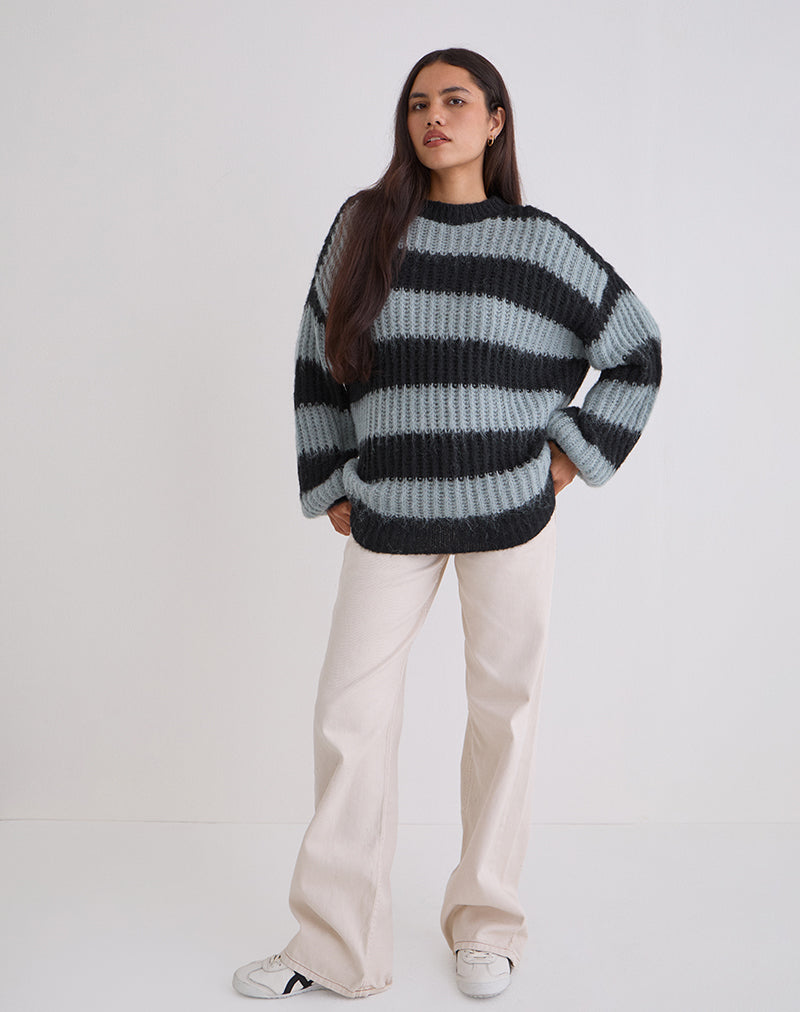 Daren Pullover in Grau und Anthrazit gestreift