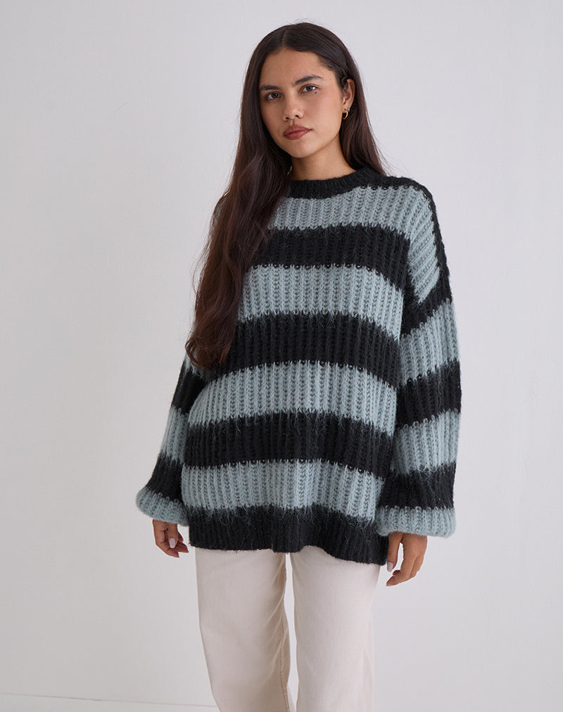 Image of Daren Pullover in Grau und Anthrazit gestreift