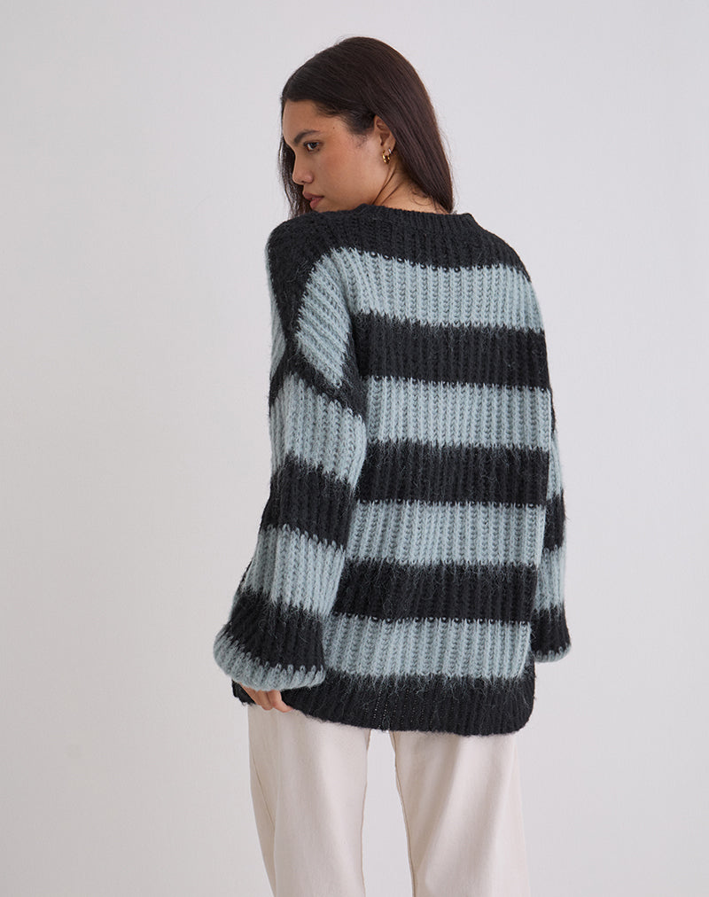 Image of Daren Pullover in Grau und Anthrazit gestreift