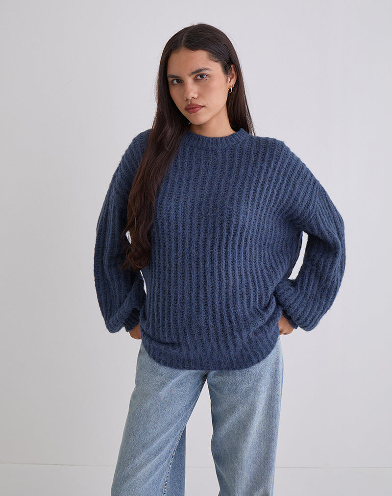 Image of Daren Übergroßer gestrickter Pullover in Navy