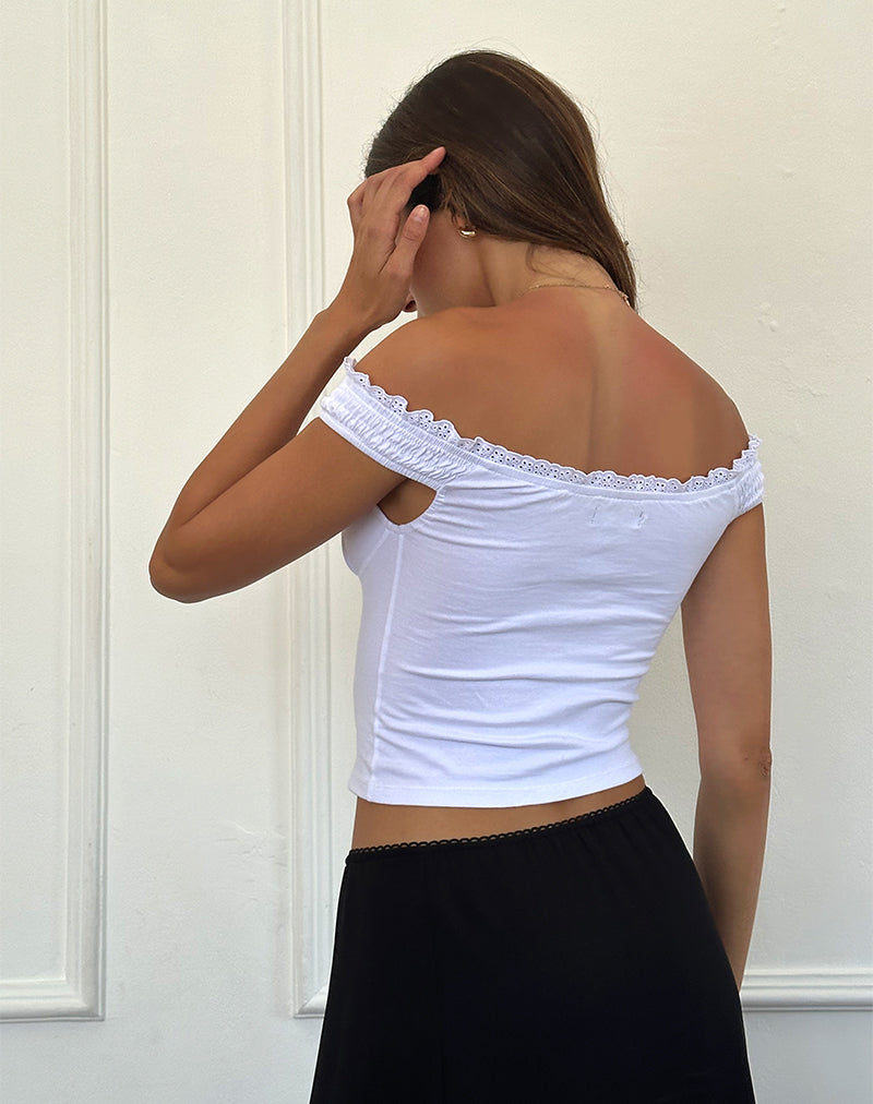 Image of Dovica Korsett-Top mit Spitzenbesatz in Weiß