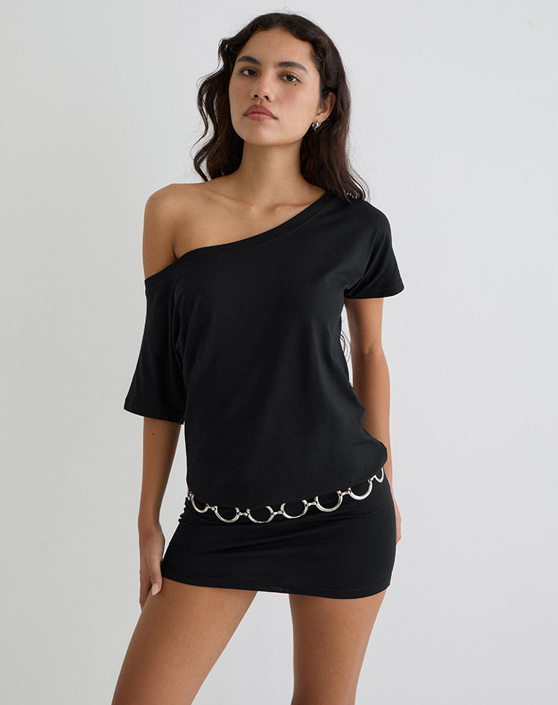 Image of Edwina Schulternahes Minikleid in Schwarz