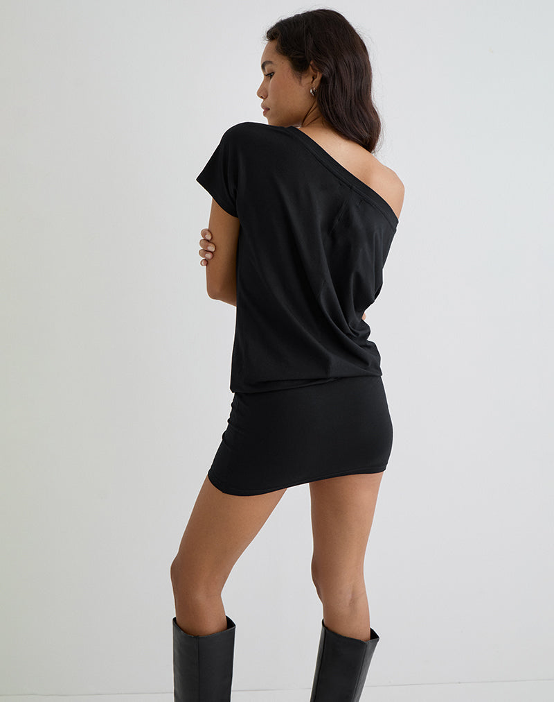 Image of Edwina Schulternahes Minikleid in Schwarz