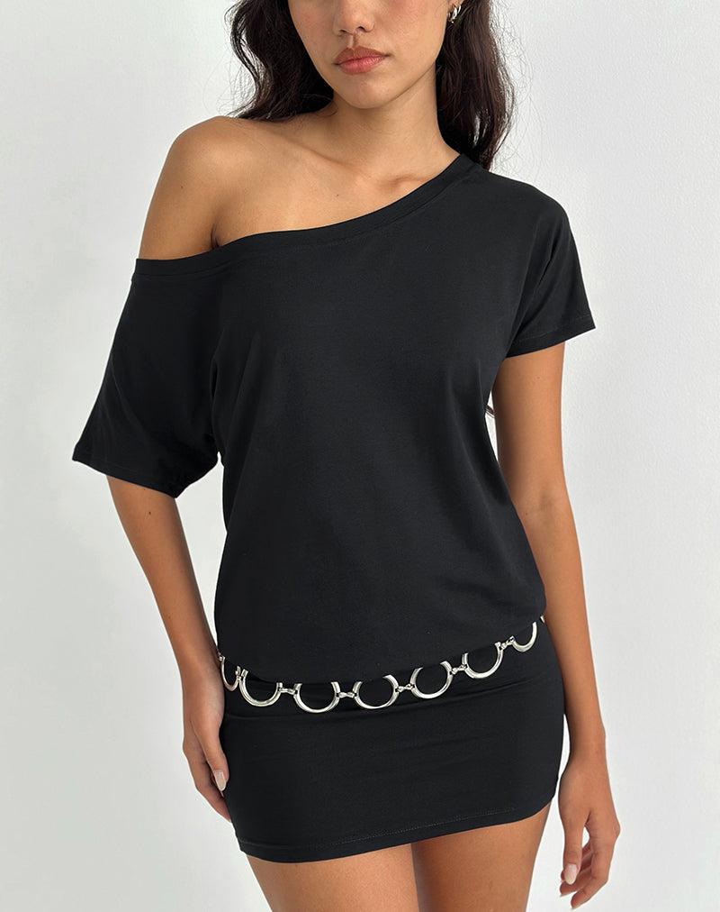 Edwina Schulternahes Minikleid in Schwarz