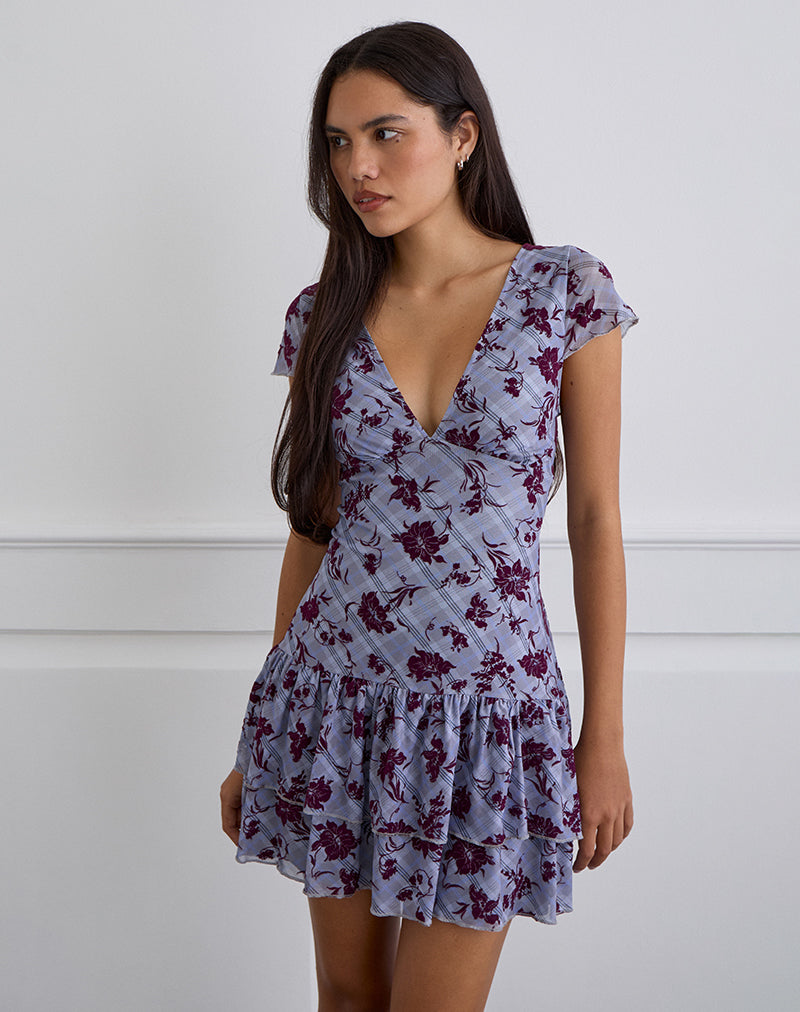Elaya Kleid in Lotusflock kariert lavendel