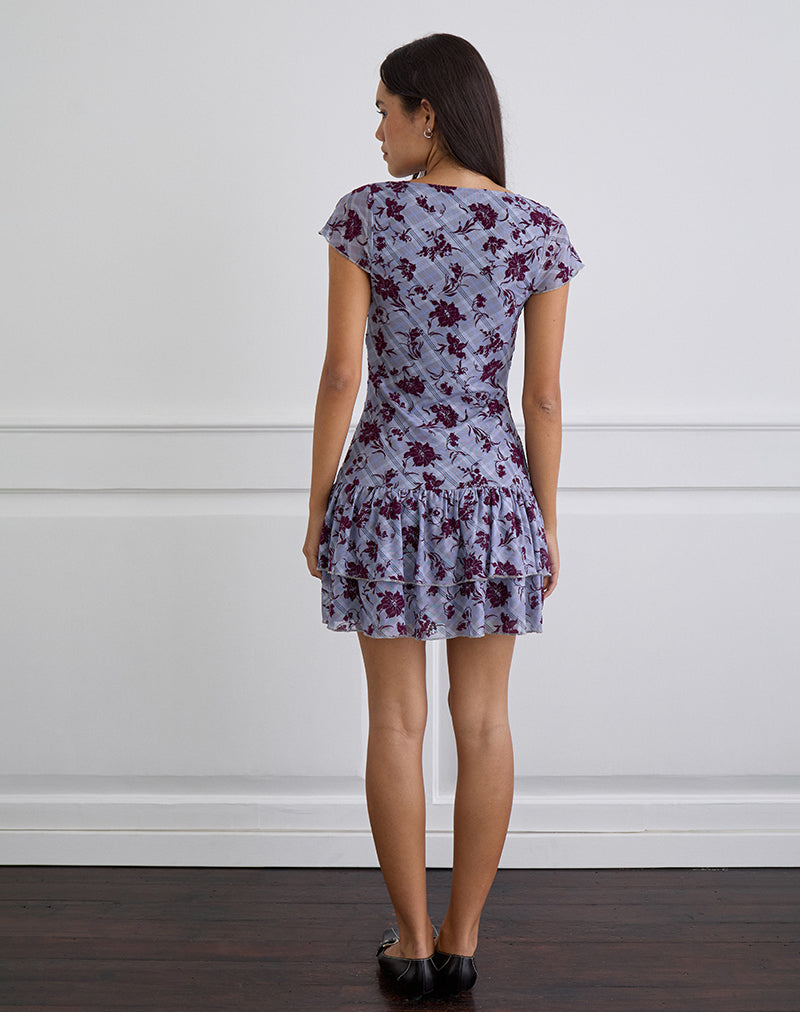 Image of Elaya Kleid in Lotusflock kariert Lavendel