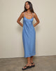 Image of Elayna Midikleid aus Chiffonstreifen Blau