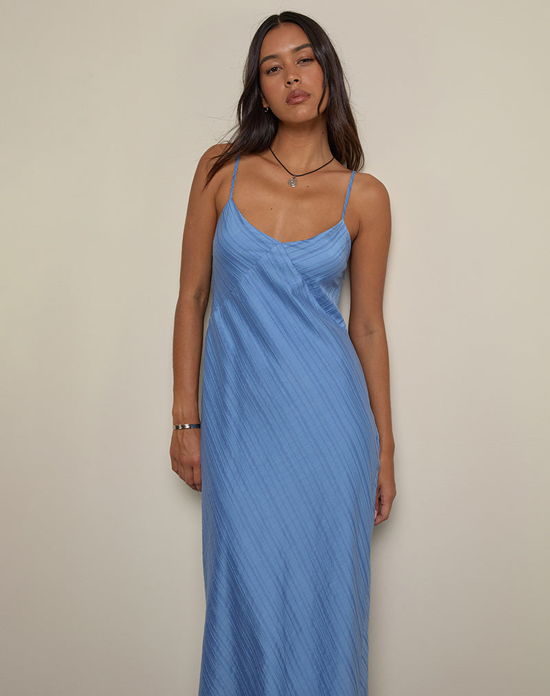 Elayna Midikleid aus Chiffonstreifen Blau