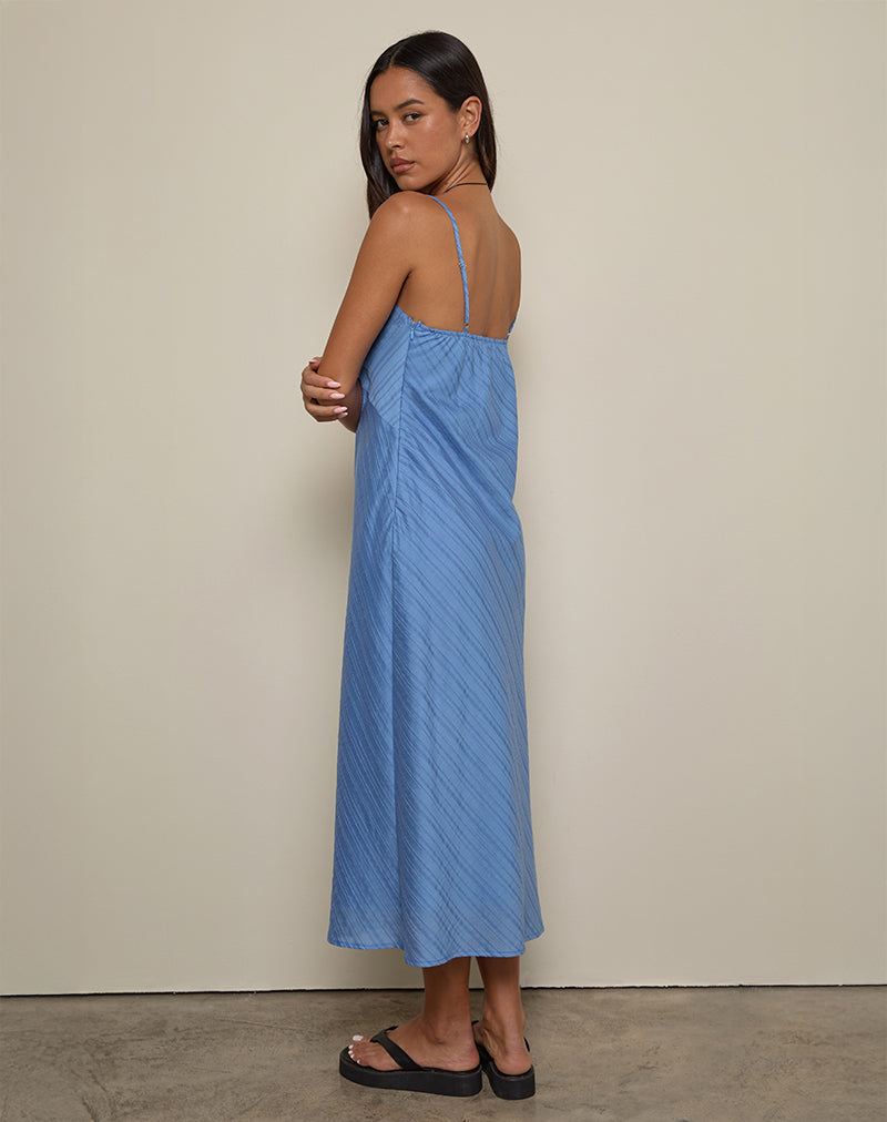 Image of Elayna Midikleid aus Chiffonstreifen Blau