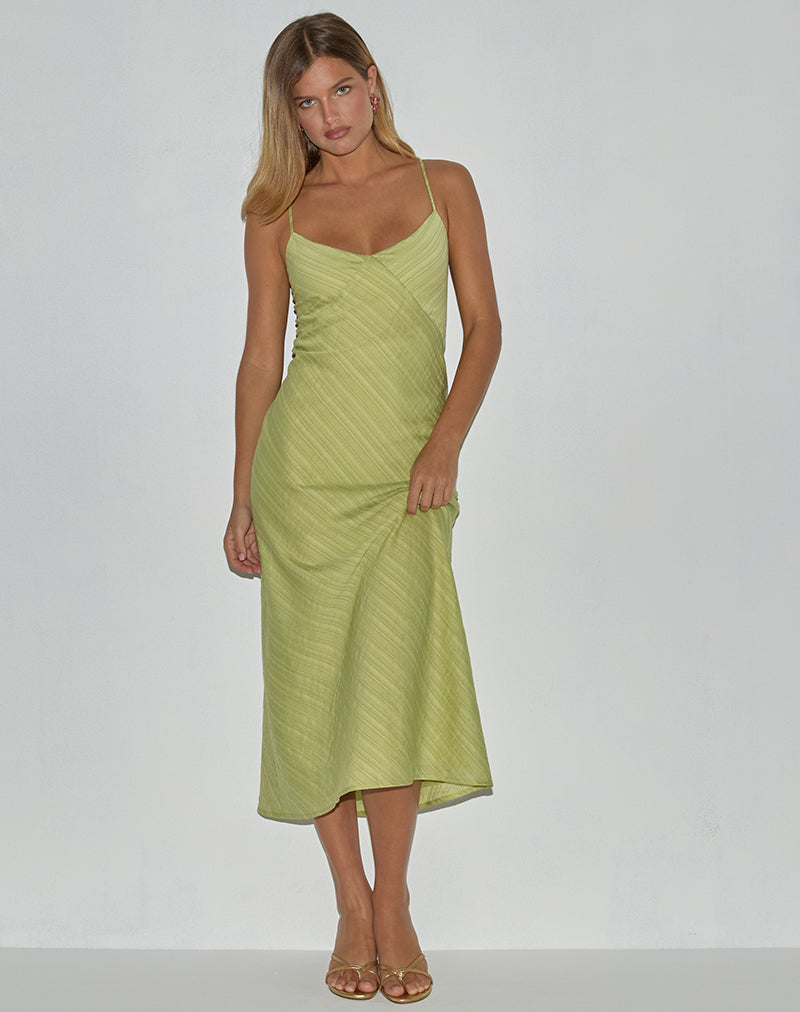 Image of Elayna Midikleid aus Chiffon mit Streifen Grün