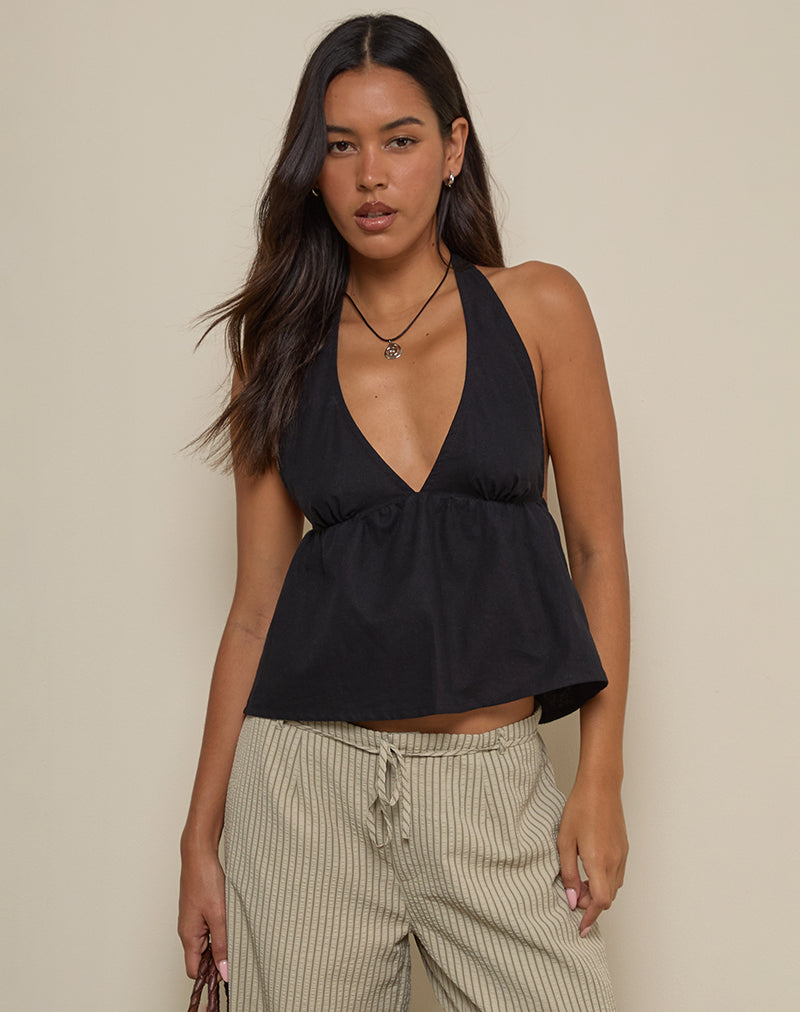 Eldana Neckholder-Top in Schwarz