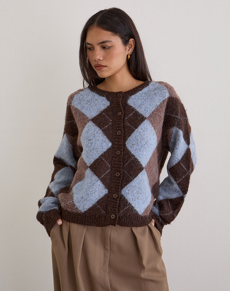 Image of Eliana Cardigan in Knit Argyle Blue