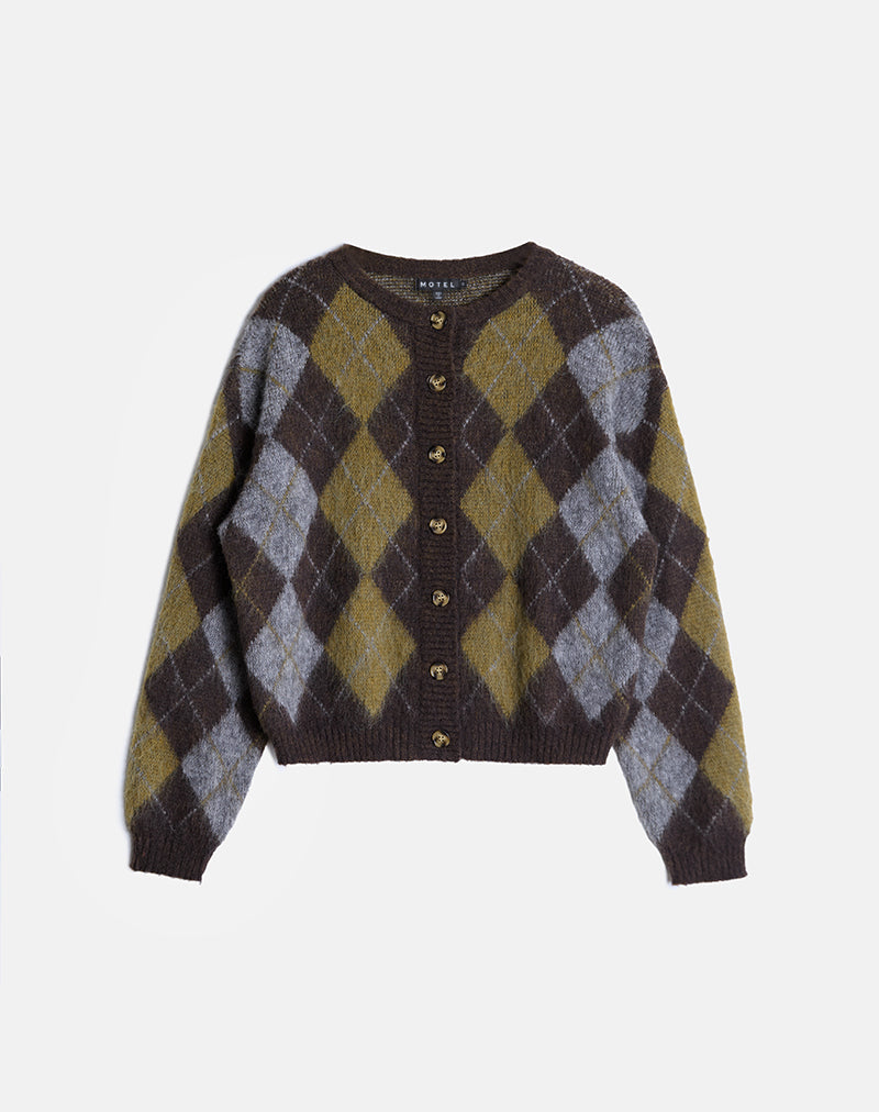 Image of Eliana Strickjacke in Argyle Braun