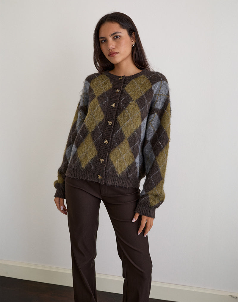 Image of Eliana Strickjacke in Argyle Braun