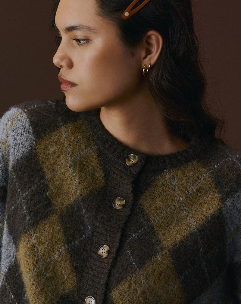 Image of Eliana Strickjacke in Argyle Braun