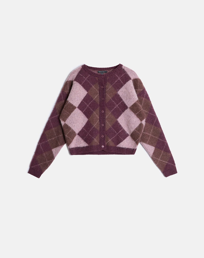 Image of Eliana Cardigan in Knit Argyle Pink