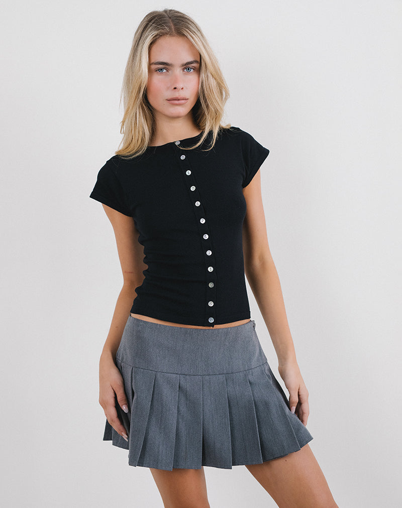Image of Elmira Top aus Flachstrick Schwarz