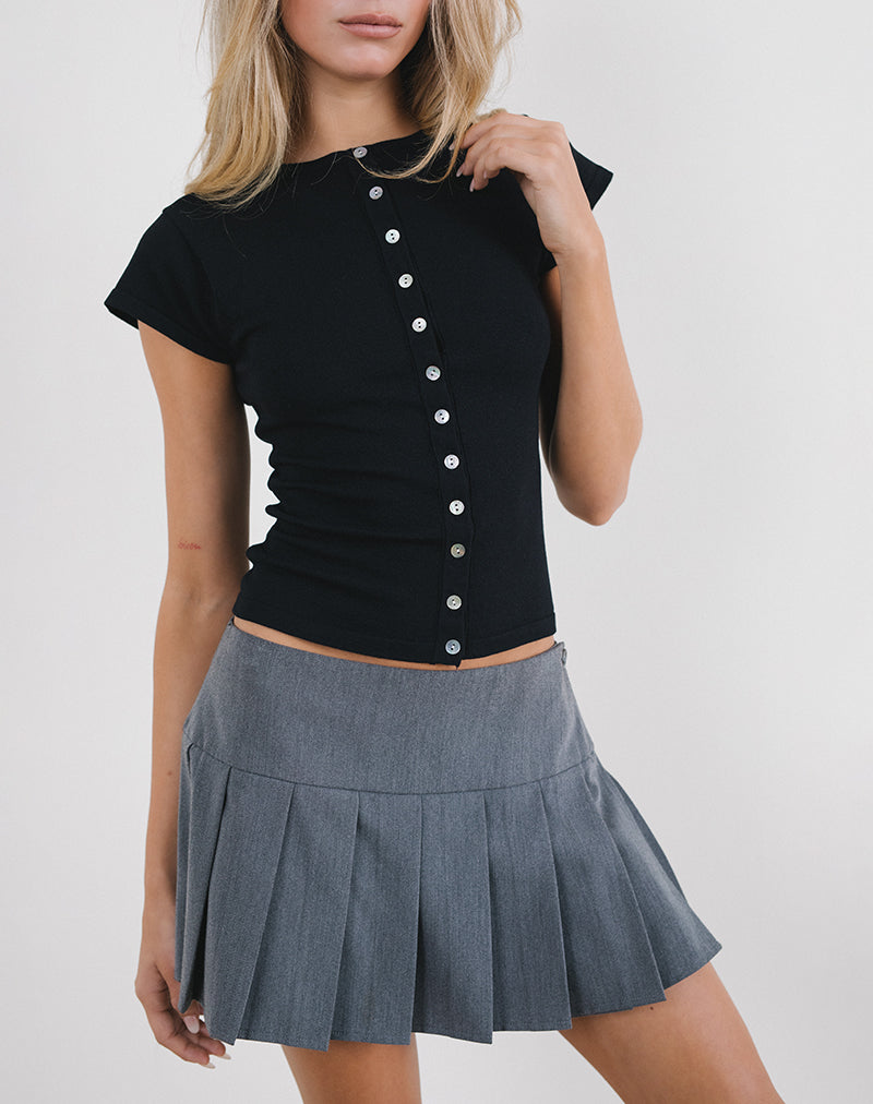 Elmira Top aus Flachstrick Schwarz