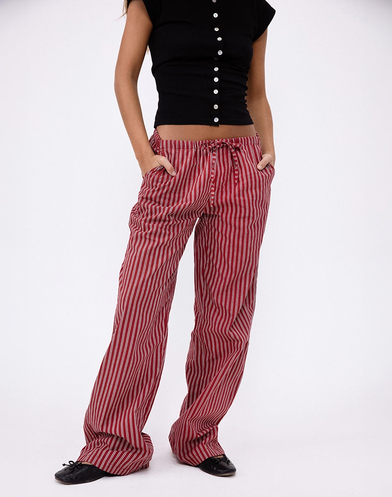 Image of Lirura Freizeithose in Maroon Stripe