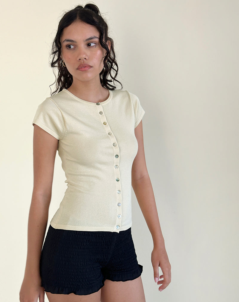 Image of Elmira Top aus Flachstrick Creme