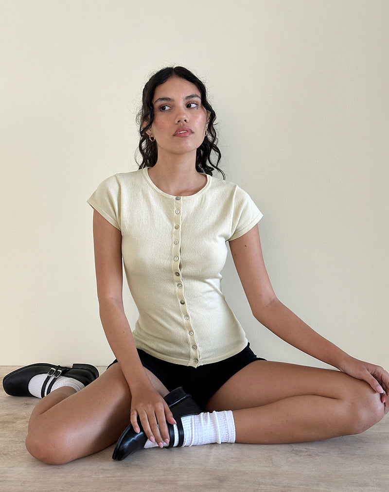 Elmira Top aus Flachstrick Creme