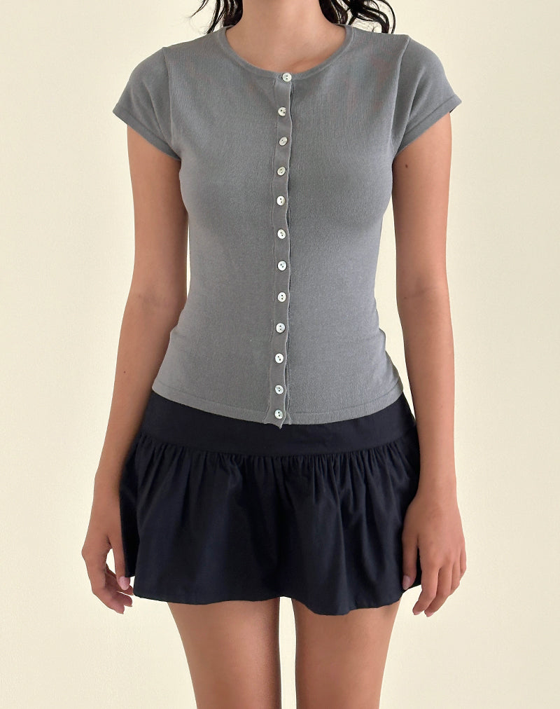 Image of Elmira Top aus Flachstrick Grau