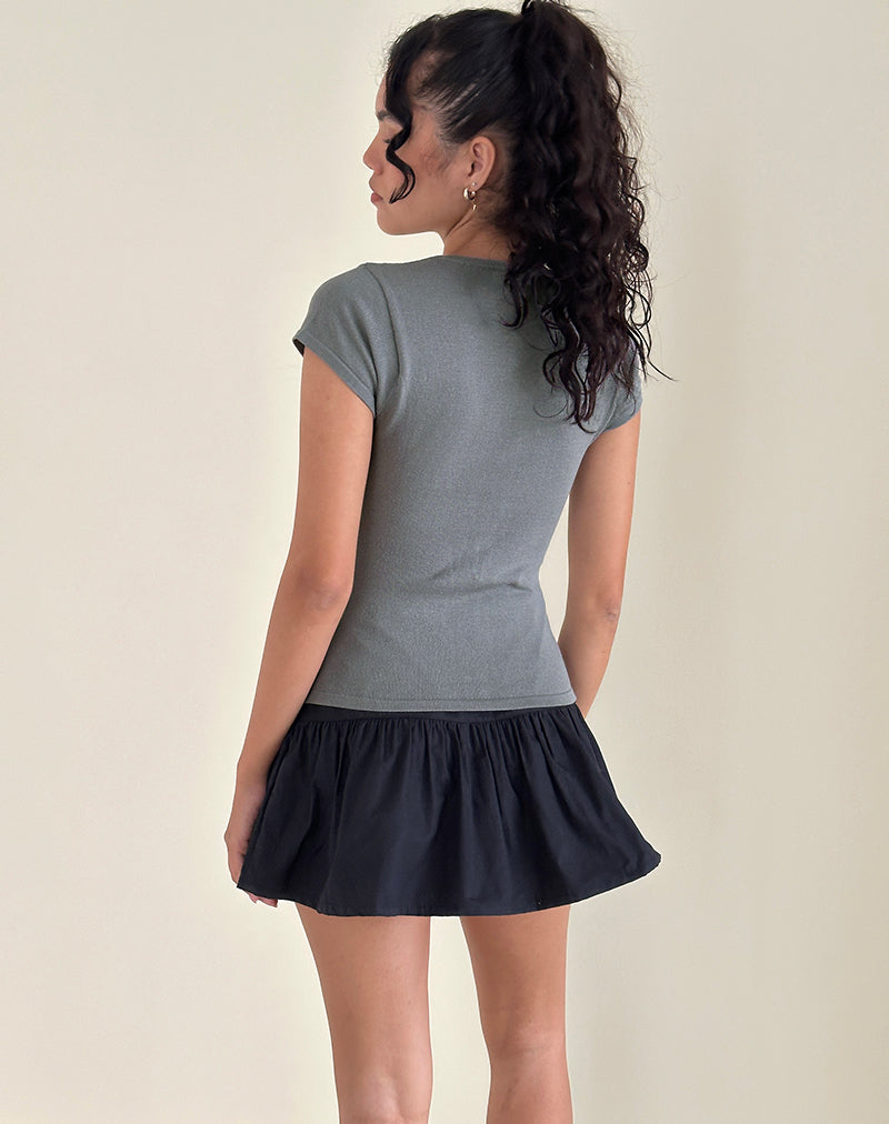 Image of Elmira Top aus Flachstrick Grau