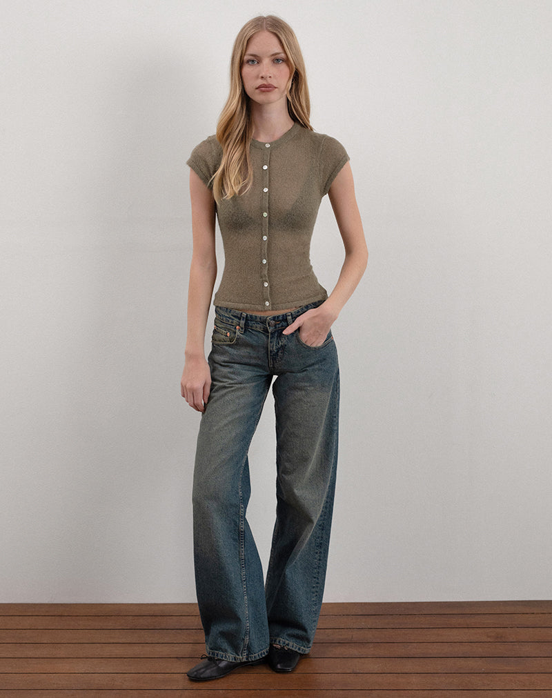Bild von Elmira Top aus transparentem Strick in Khaki