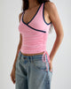 Image of Laird Wrap Top in Ballet Pink mit marineblauem Einband