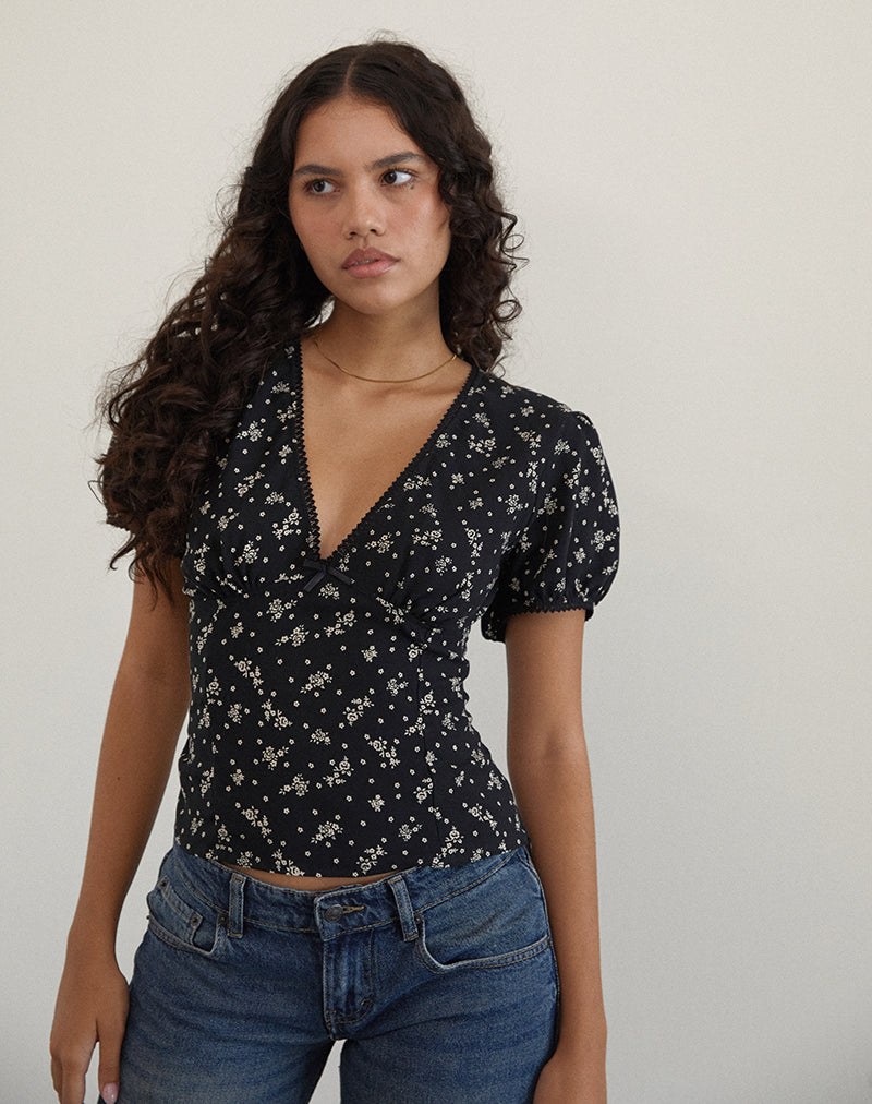 Bild von Elvita Top in Floral Land Schwarz