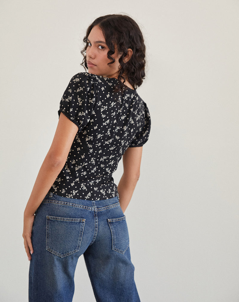 Bild von Elvita Top in Floral Land Schwarz