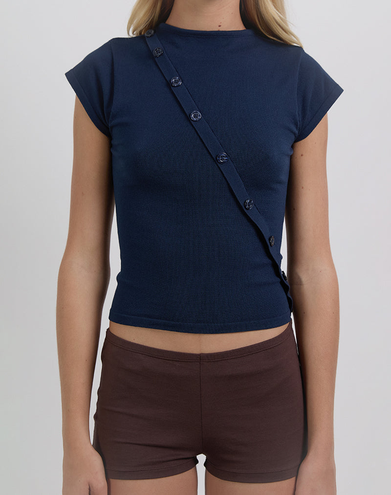Elyra Asymmetrisches Oberteil aus Strick in Navy