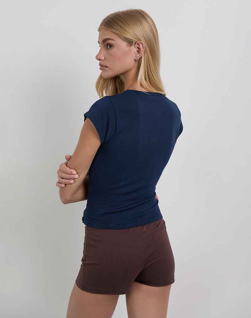 Bild von Elyra Asymmetrisches Top aus Strick in Navy