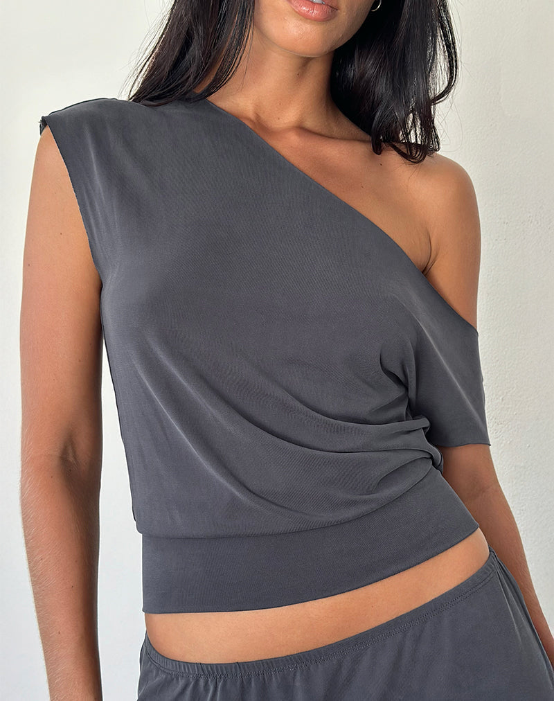 Bild von Elysian Asymetric Top in Dunkelgrau Cupro
