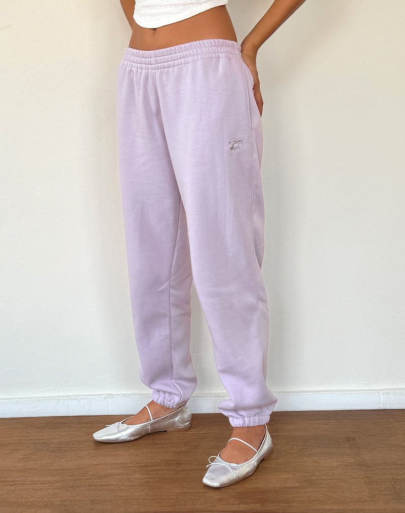 Image of Em Jogger in Violett-Grau mit Schleifen-Stickerei