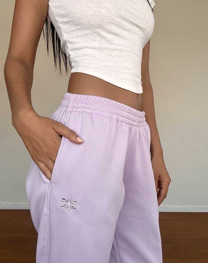 Image of Em Jogger in Violett-Grau mit Schleifen-Stickerei