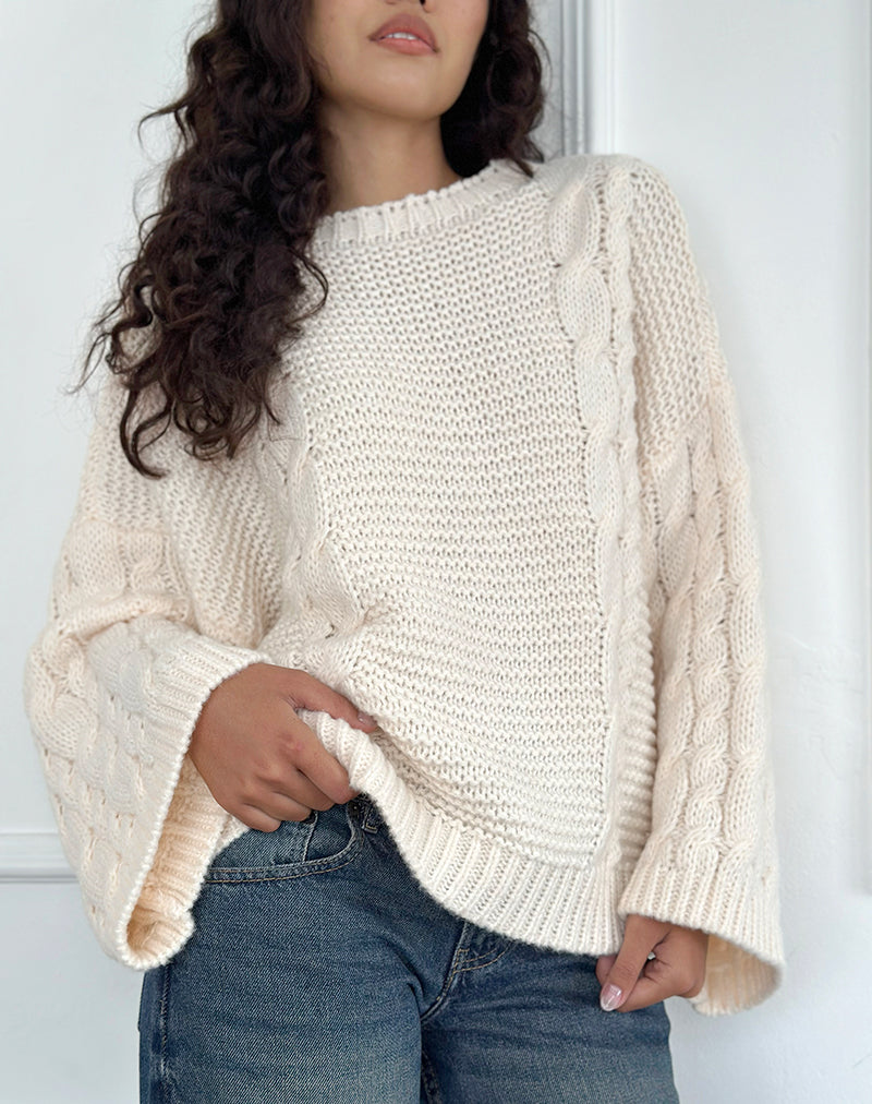 Emarti Pullover aus luxuriösem Grobstrick Elfenbein