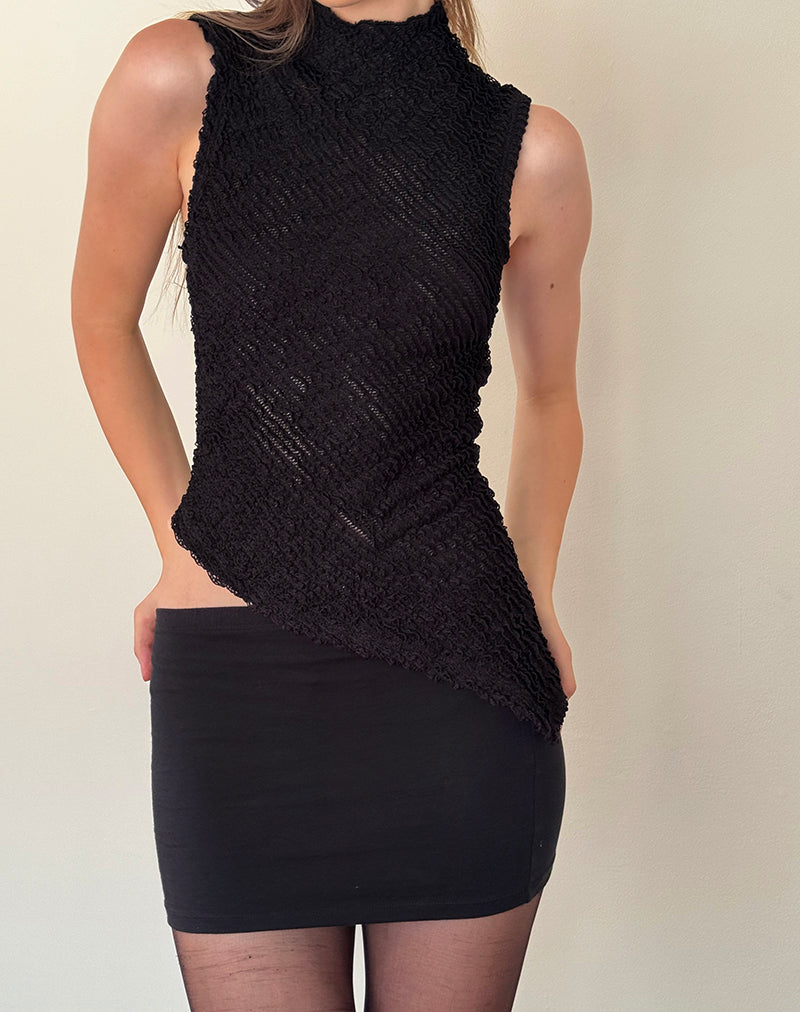 Image of Ember Ärmelloses Top aus strukturiertem Schwarz