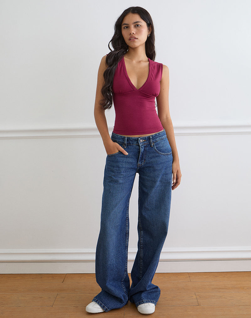 Emberly Plunge Top in Burgunderrot