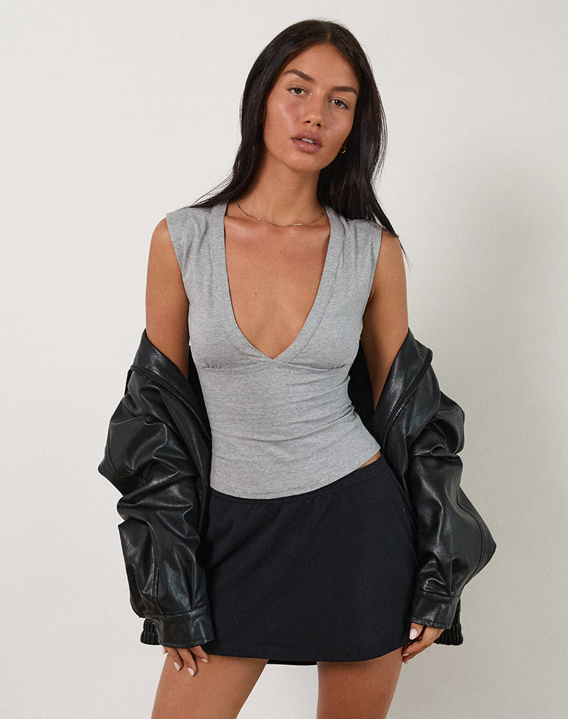 Emberly Taucher-Top in Grau meliert