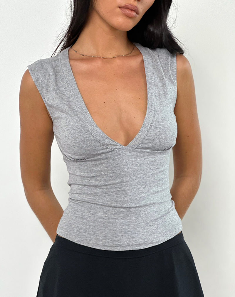 Emberly Taucher-Top in Grau meliert