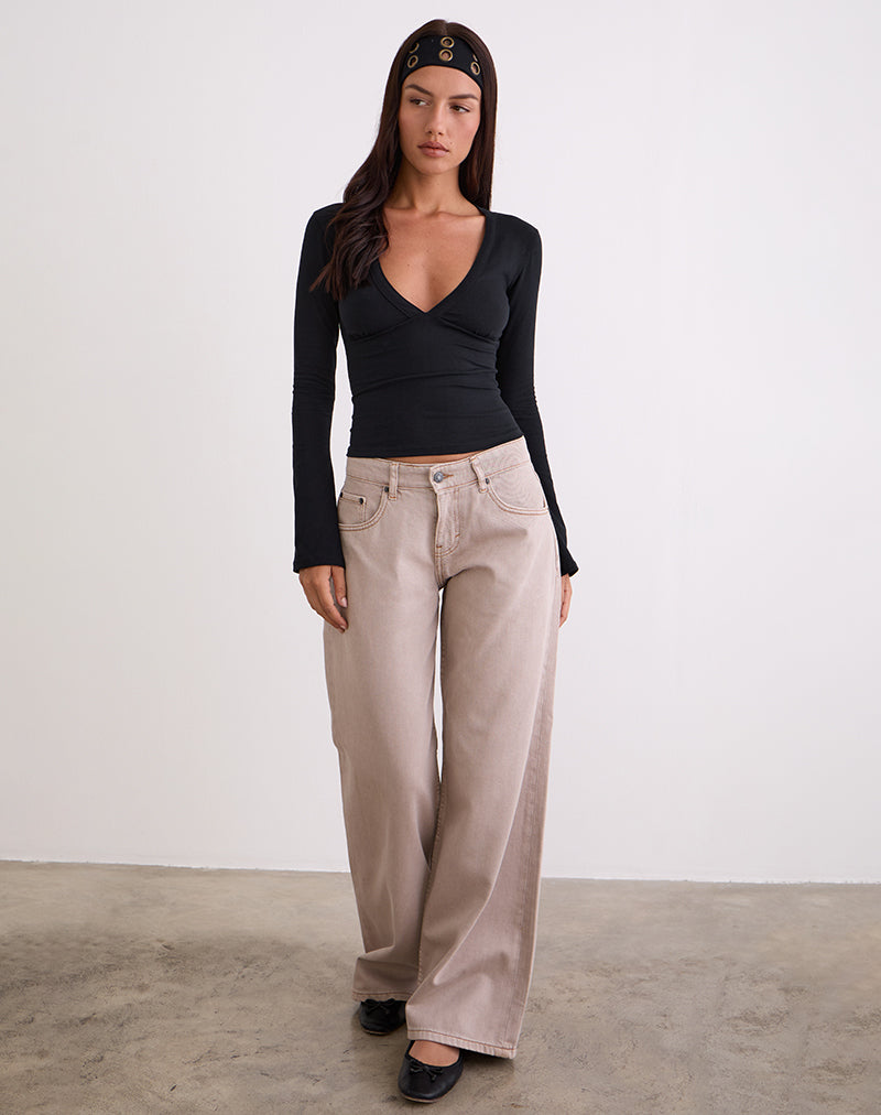 Image of Emesy Langärmeliges Top in Schwarz