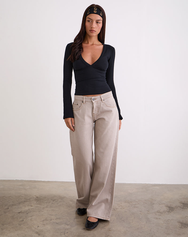 Geräumige Low Rise Jeans in Pebble