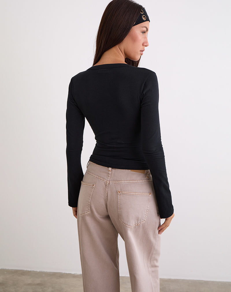 Image of Emesy Langärmeliges Top in Schwarz