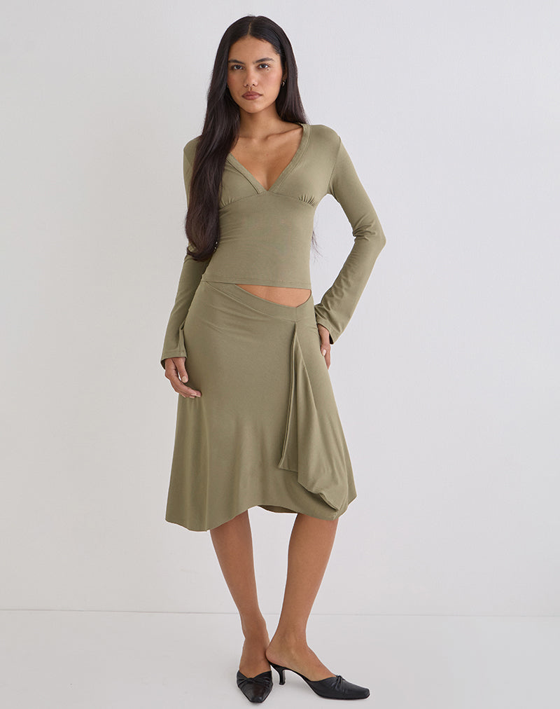 Image of Esmeray Midi Skirt in Khaki