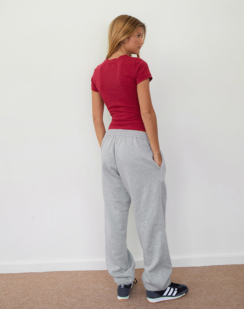 Image of Emiko Oversized Jogger in Grau meliert mit I Love 2010's Print
