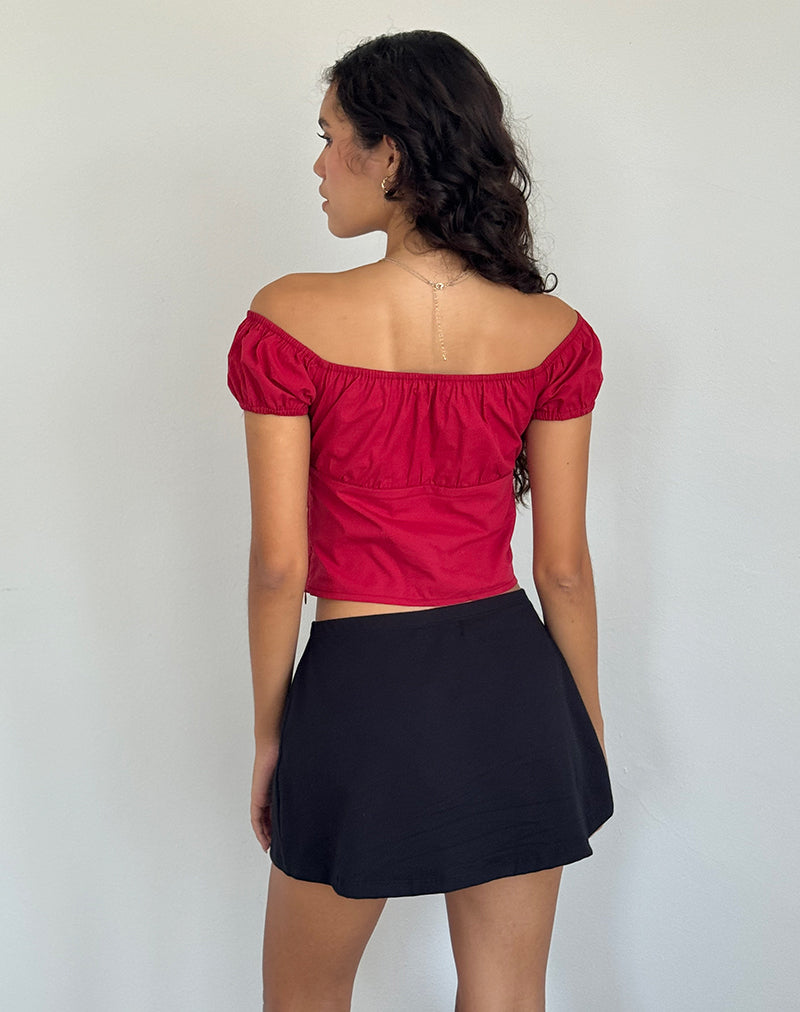 Bild von Endah Bardot Top aus Popeline Adrenalin Rot