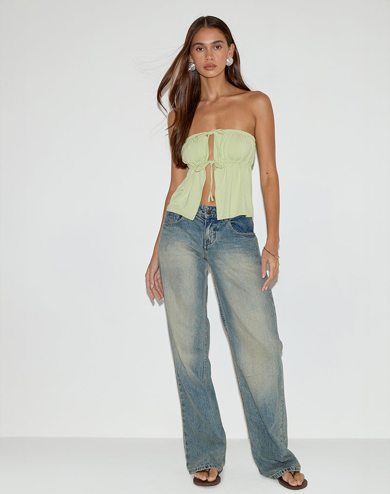 Image of Ender Krawatten-Bandeau-Top aus Rayon Pistazie