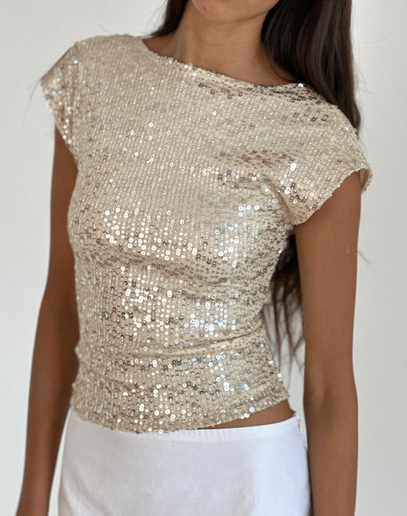 Bild von Erica Rückenfreies Top in Neutral Pailletten