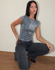 Image of Erika Low Back Top aus schimmerndem Paillettenstoff Charcoal